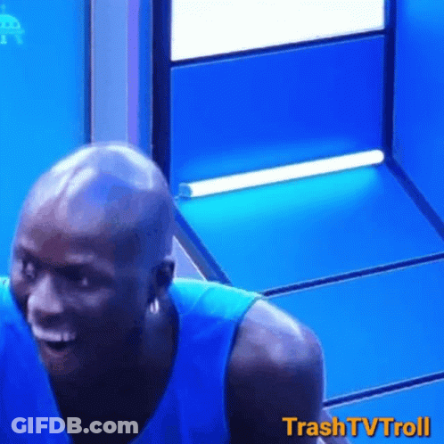 Man In Blue Shirt Smiling Trash TV Troll GIF