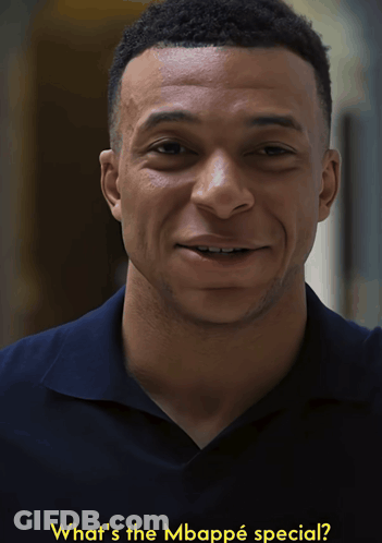 Man In Blue Shirt Smiling What's The Mbappe Special GIF