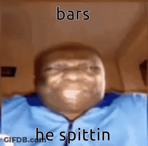Man In Blue Shirt Spitting Bars GIF