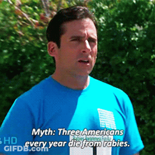 Man In Blue Shirt Talking About Rabies Myth GIF