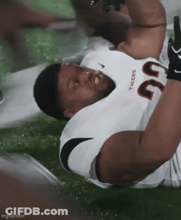 Man In Blue Shirt Watching Alabama Vs Florida State GIF
