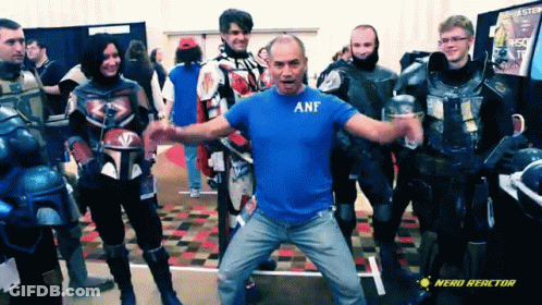 Man In Blue Shirt With Anf GIF