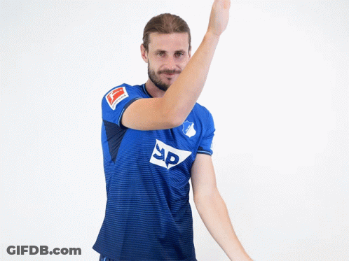 Man In Blue Shirt With Bundesliga Logo GIF