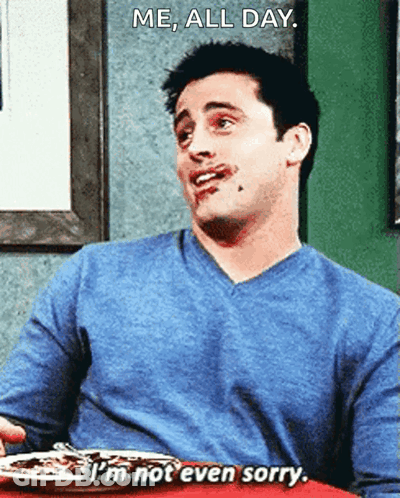 Man In Blue Shirt With Food Saying Me All Day GIF