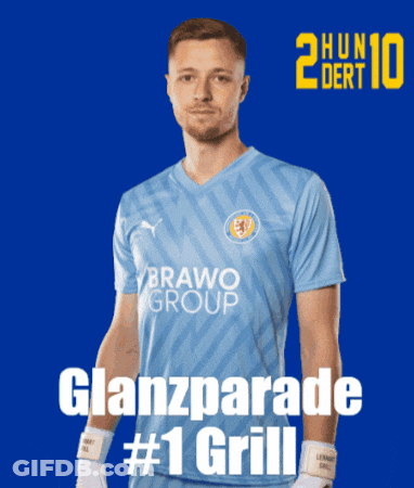 Man In Blue Shirt With Glanzparade # 1 Grill GIF