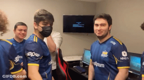 Man In Blue Shirt With NPHO Mask GIF