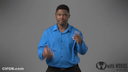 Man In Blue Shirt With Sign Saying With Words GIF