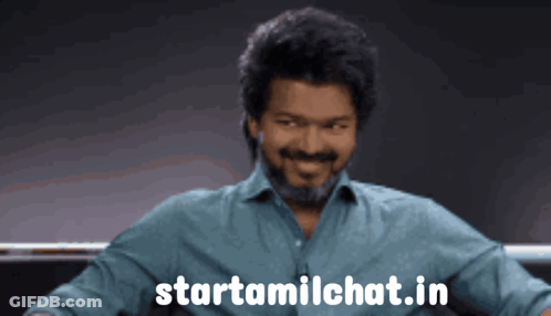 Man In Blue Shirt With Starttamilchat.in GIF