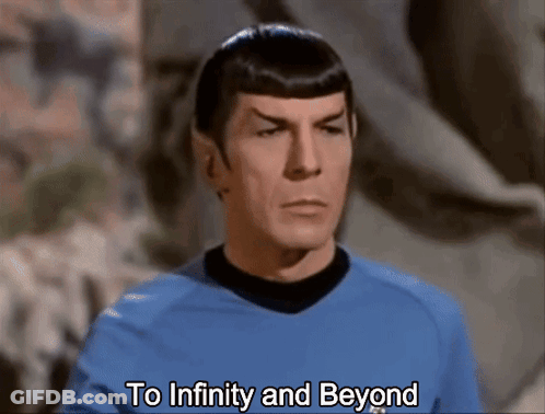 Man In Blue Shirt With To Infinity And Beyond GIF