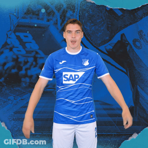 Man In Blue Shirt With Word Sap GIF