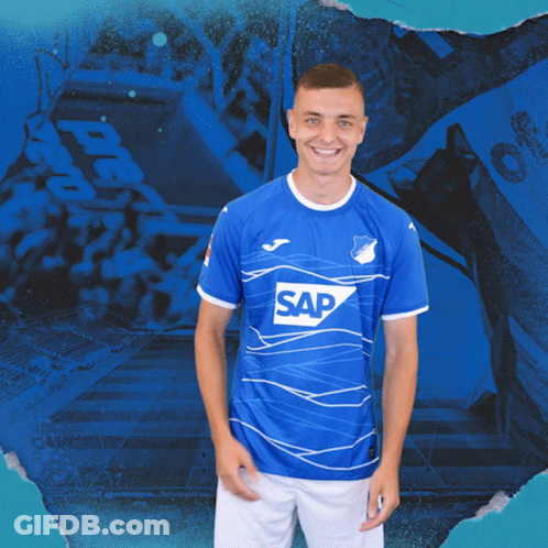 Man In Blue Shirt With Word Sap GIF