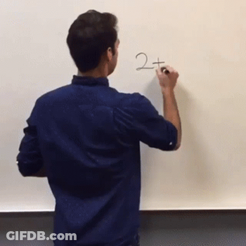 Man In Blue Shirt Writing On Whiteboard GIF
