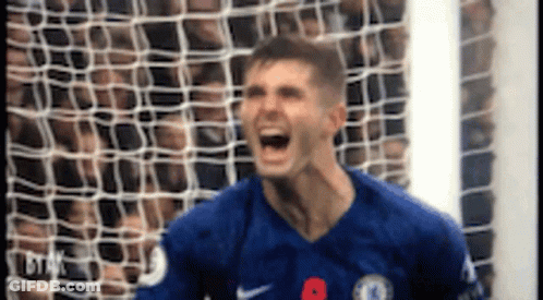 Man In Blue Soccer Jersey Screaming GIF