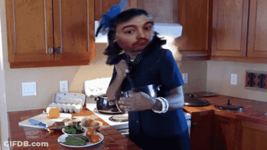 Man In Blue Stirring The Pot GIF