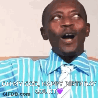 Man In Blue Striped Shirt Saying Happy Birthday GIF