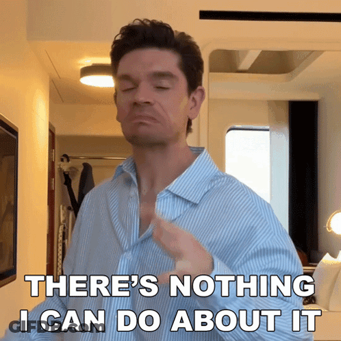 Man In Blue Striped Shirt Saying There's Nothing I Can Do About It GIF