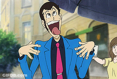 Man In Blue Suit And Pink Tie Sticking Out Tongue GIF