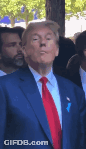 Man In Blue Suit And Red Tie In Crowd GIF