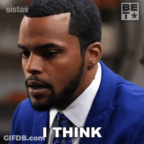 Man In Blue Suit And Tie Says I Think GIF