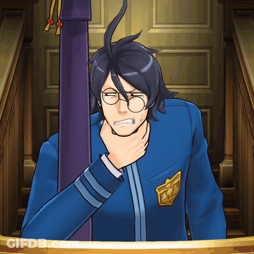 Man In Blue Suit Covering Mouth GIF
