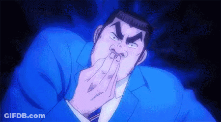 Man In Blue Suit Covering Mouth GIF
