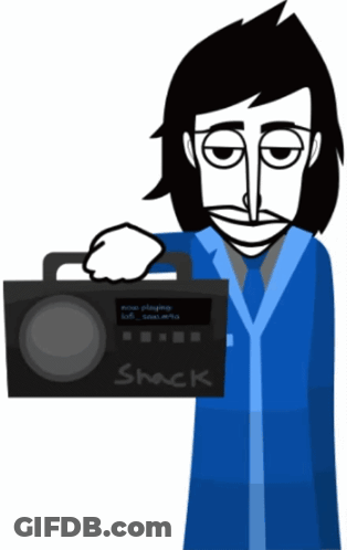 Man In Blue Suit Holding Boombox Saying Shack GIF