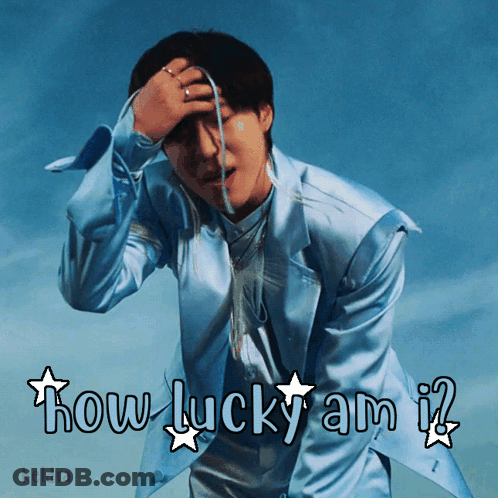 Man In Blue Suit Saying How Lucky Am I GIF