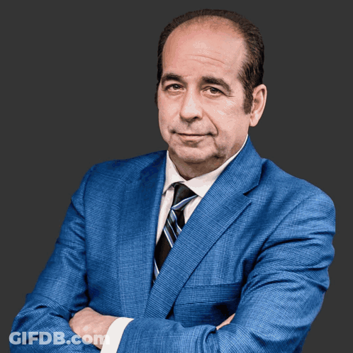 Man In Blue Suit With Arms Crossed GIF