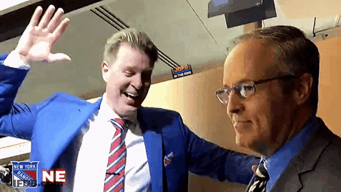 Man In Blue Suit With New York Rangers GIF