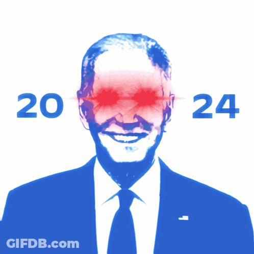 Man In Blue Suit With Red Eyes And Numbers 20 24 GIF