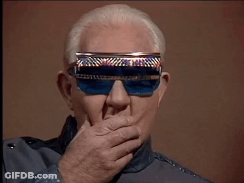 Man In Blue Sunglasses Covering Mouth GIF