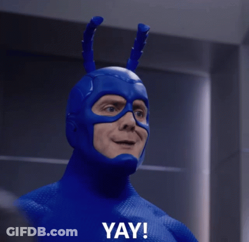 Man In Blue Superhero Suit Yay GIF