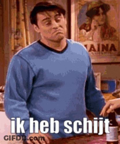 Man In Blue Sweater In Front Of Aina Poster GIF
