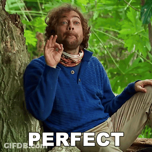 Man In Blue Sweater Next To Tree Saying Perfect GIF