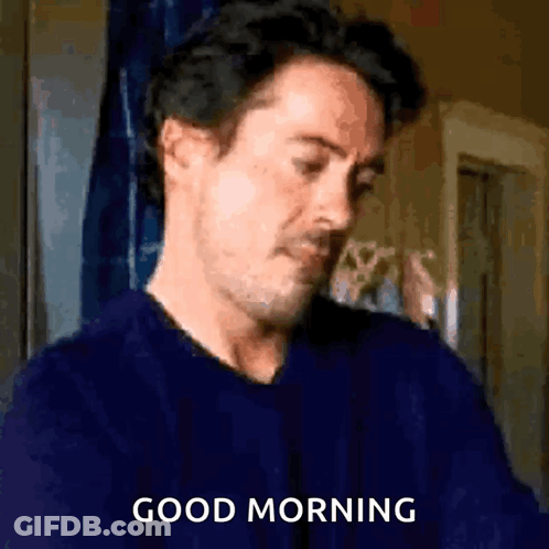 Man In Blue Sweater Saying Good Morning GIF
