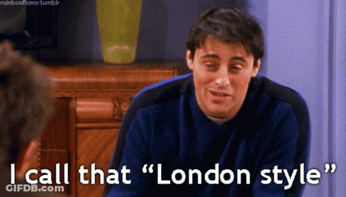 Man In Blue Sweater Saying London Style GIF