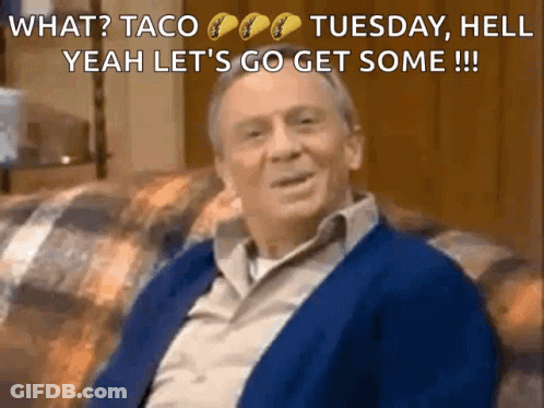 Man In Blue Sweater Saying What Taco Tuesday Hell GIF