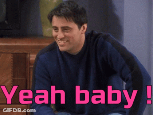 Man In Blue Sweater Saying Yeah Baby GIF