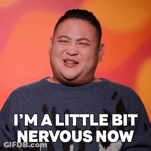 Man In Blue Sweater Says I'm A Little Bit Nervous Now GIF