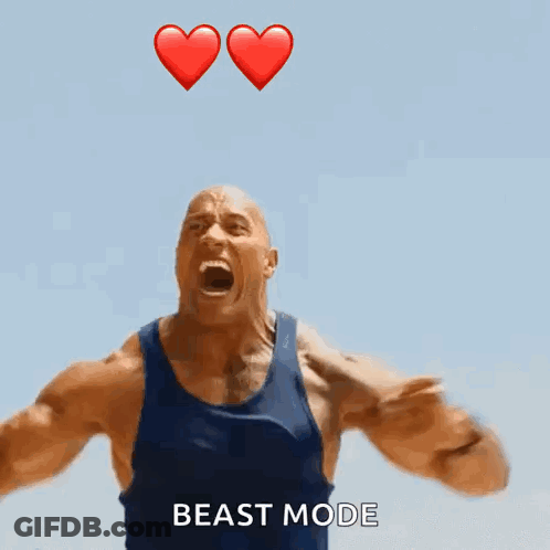 Man In Blue Tank Top In Beast Mode GIF