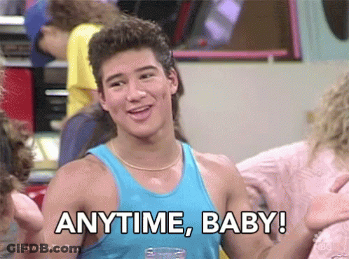 Man In Blue Tank Top Saying Anytime Baby GIF