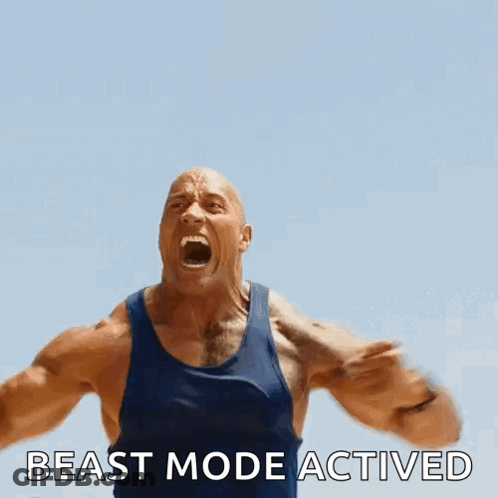 Man In Blue Tank Top Screaming Beast Mode GIF