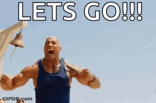 Man In Blue Tank Top Screaming Let's Go GIF
