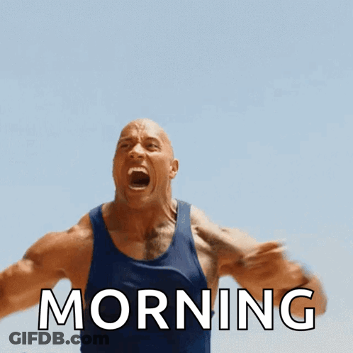 Man In Blue Tank Top Screaming Morning GIF