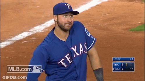 Man In Blue Texas Jersey On Field GIF