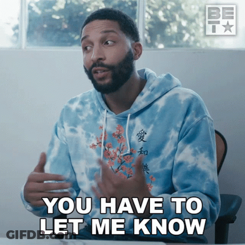 Man In Blue Tie Dye Sweatshirt Says Let Me Know GIF