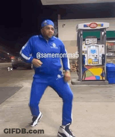 Man In Blue Tracksuit Dancing GIF
