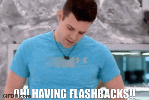 Man In Blue Under Armour Shirt Having Flashbacks GIF