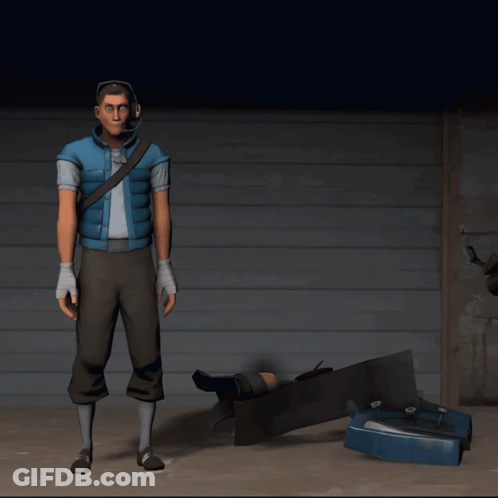 Man In Blue Vest And Headphones Pointing GIF