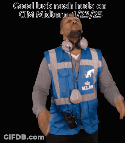 Man In Blue Vest And Headphones With KLM GIF